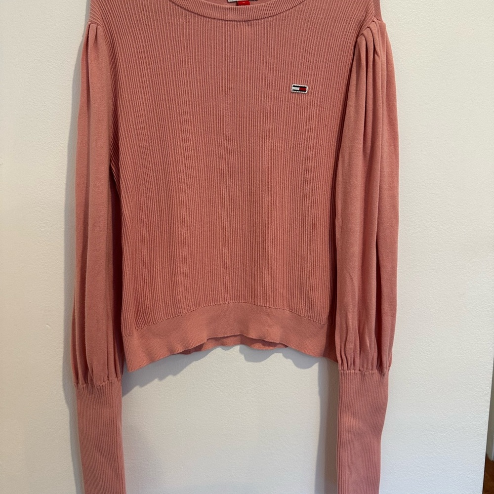 Tommy Hilfiger Pink Ribbed Long Sleeve Sweater